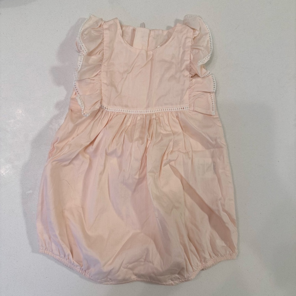 Chloe Pink Ruffled Baby Romper - Picture 3 of 5